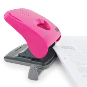 Rapesco 1527 X5-40ps Less Effort 2 Hole Punch, 40 Sheet Capacity, Hot Pink