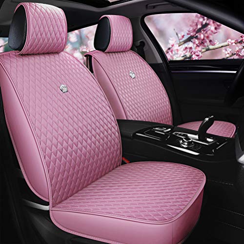 Pink Seat Covers Full Set Leather Auto Seat Covers 9PCS Front & Rear Seat Covers with Airbag Compatible Universal Fit Car Auto SUV (B-Pink)