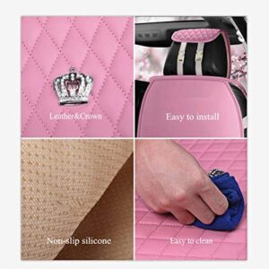 Pink Seat Covers Full Set Leather Auto Seat Covers 9PCS Front & Rear Seat Covers with Airbag Compatible Universal Fit Car Auto SUV (B-Pink)