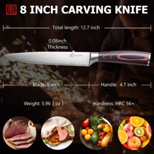 PAUDIN Carving Knife 8 inch, Ultra Sharp Brisket Slicing Knife, Premium Meat Cutting Knife German Stainless Steel, BBQ Knife with Ergonomic Handle, for Slicing Roast, Meats and Vegetables