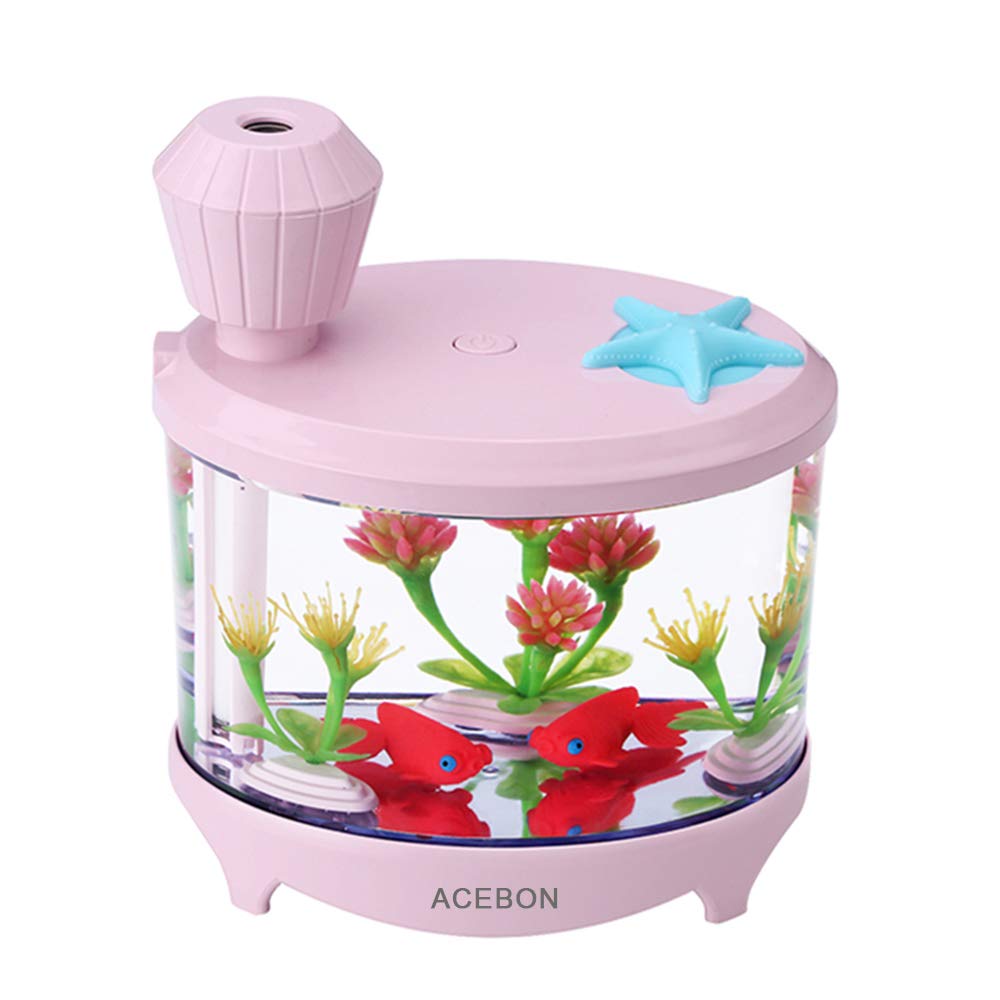 ACEBON Portable Mini Humidifier, 460ml Cool Mist Small Humidifier, USB Quiet Operation Desktop Humidifiers for Baby Bedroom Travel Office Home, 2 Mist Modes (Pink)