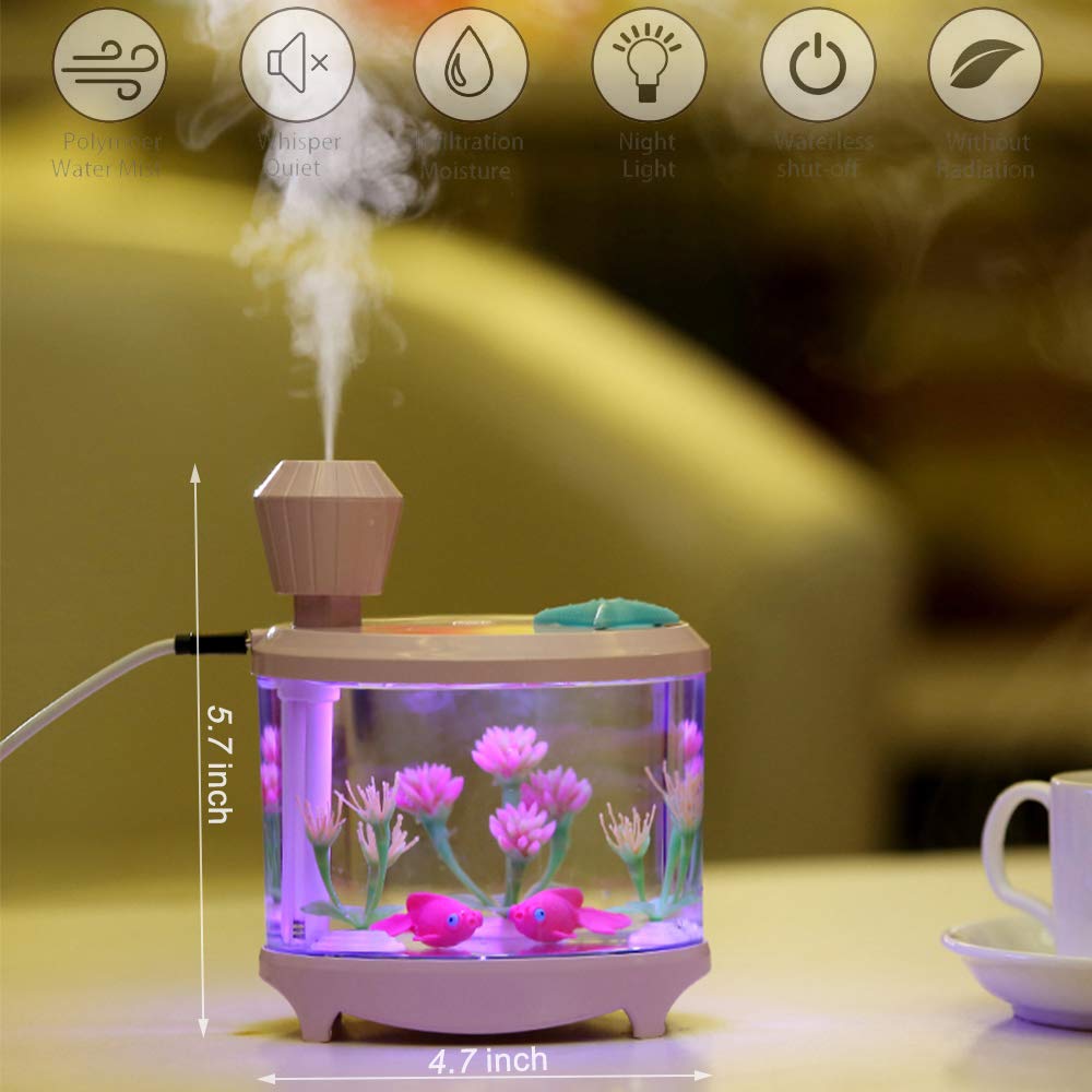 ACEBON Portable Mini Humidifier, 460ml Cool Mist Small Humidifier, USB Quiet Operation Desktop Humidifiers for Baby Bedroom Travel Office Home, 2 Mist Modes (Pink)