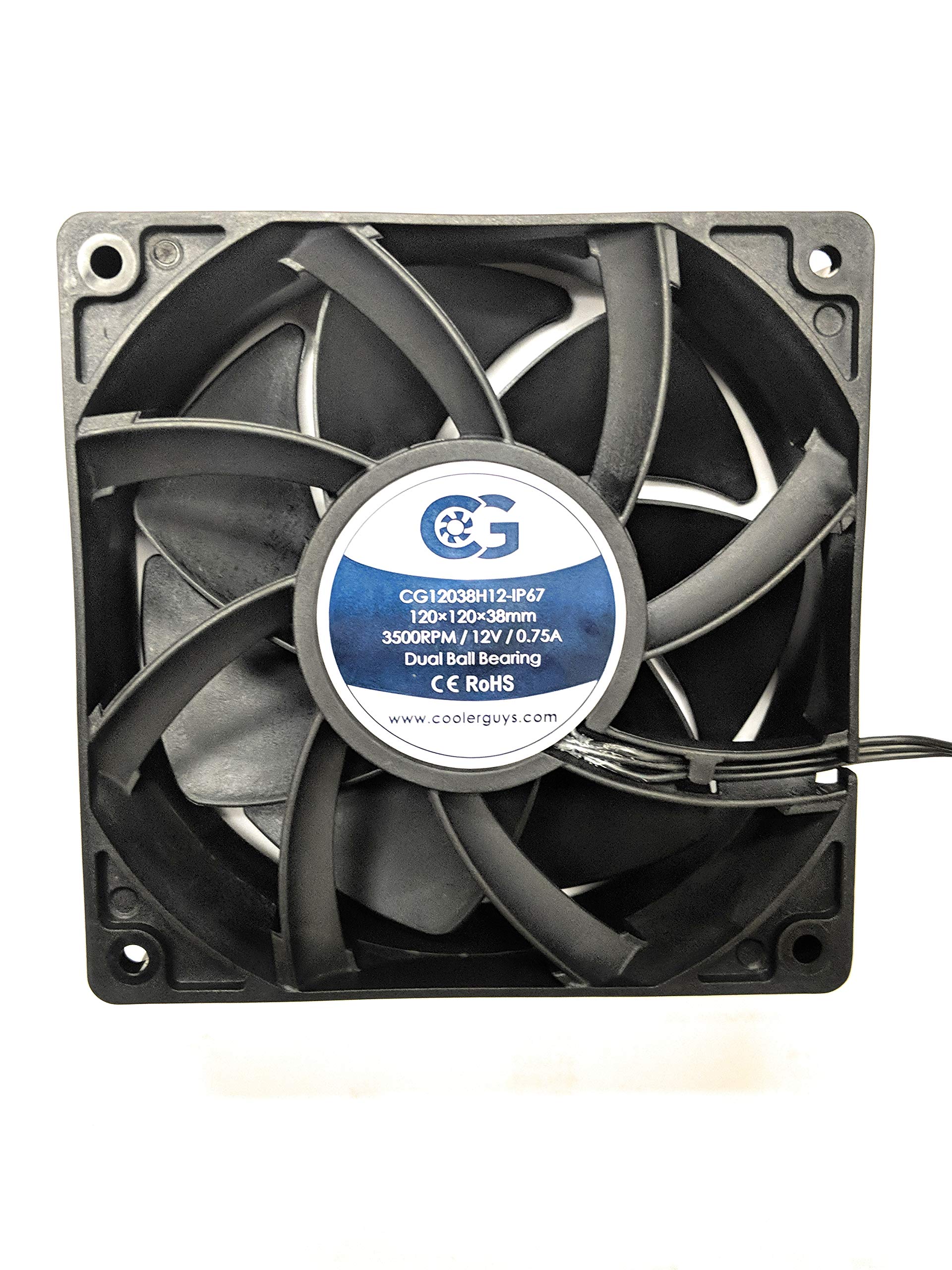 Coolerguys 12vDC Waterproof IP67 Fan (High Speed, 120x38mm)