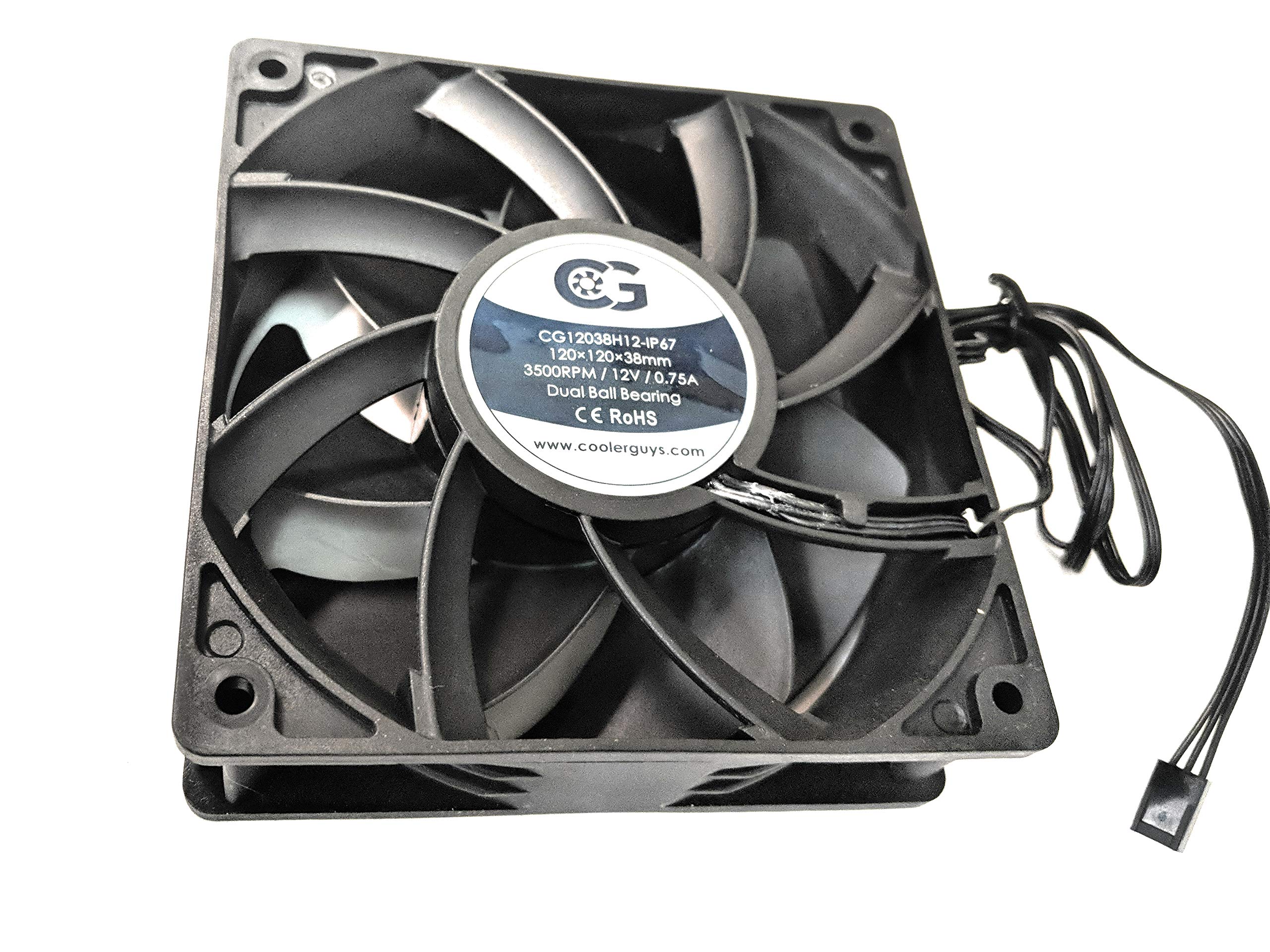 Coolerguys 12vDC Waterproof IP67 Fan (High Speed, 120x38mm)