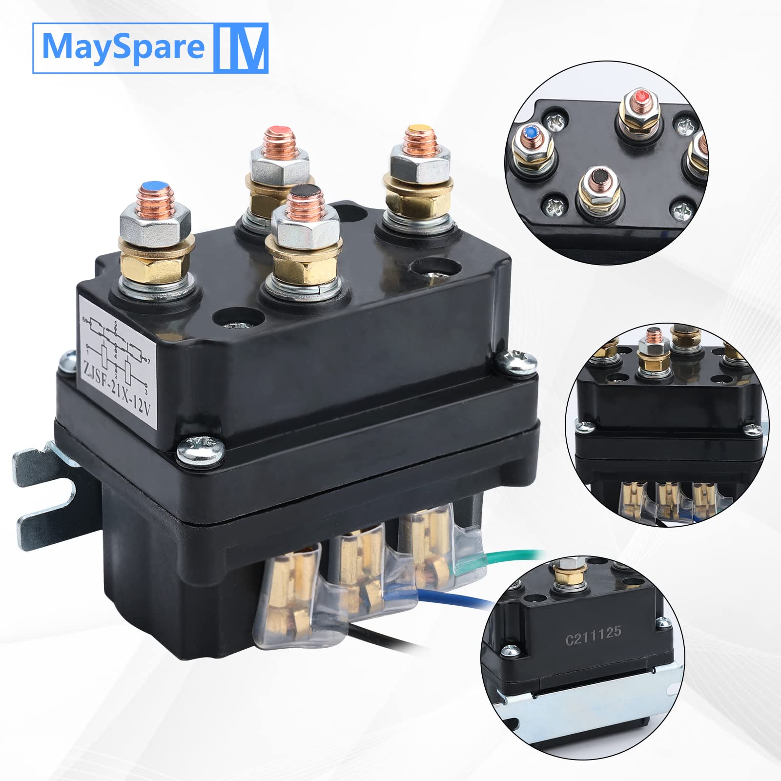 MaySpare 250A Winch Solenoid Relay 12V Winch Relay Contactor with 2Pcs Wireless Winch Remote Control Kit Max. 150ft for 2000-5000lbs ATV UTV Truck Jeep Winches