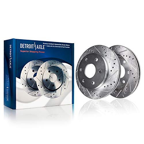 Detroit Axle - Brake Kit for 6 Lug 2010-2011 Ford F-150 Drilled & Slotted Brake Rotors and Ceramic Brakes Pads Front and Rear Replacement