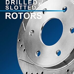 Detroit Axle - Brake Kit for 6 Lug 2010-2011 Ford F-150 Drilled & Slotted Brake Rotors and Ceramic Brakes Pads Front and Rear Replacement