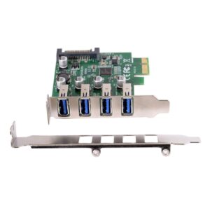 ChenYang 4 Port PCI-E 1X to 4 USB 3.0 HUB PCI Express Expansion Card Adapter with 80/120mm PCI-E Slot Bracket