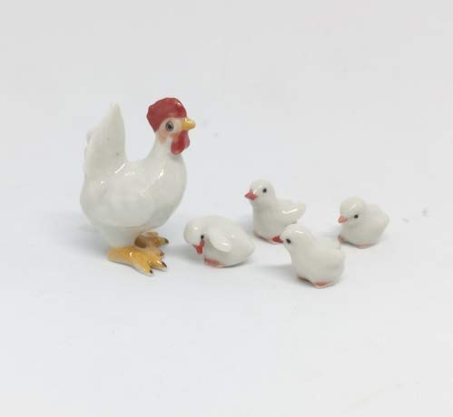 Studio one Handmade Animal Figurine Ceramic Lovely Hen an Chicks Farm Animal Collection Best Gift