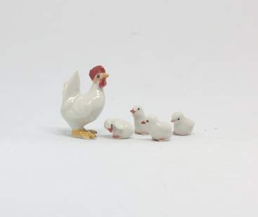 Studio one Handmade Animal Figurine Ceramic Lovely Hen an Chicks Farm Animal Collection Best Gift