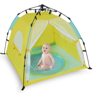 bend river automatic instant baby tent with pool, upf 50+ beach sun shelter, portable mosquito net for infant