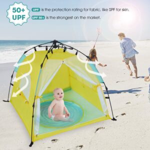 Bend River Automatic Instant Baby Tent with Pool, UPF 50+ Beach Sun Shelter, Portable Mosquito Net for Infant