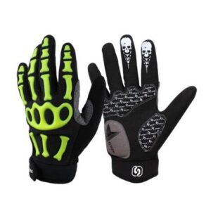 Baselay Cycling Gloves Mountain Bike Bicycle Gloves - Breathable Gel Pad Shock-Absorbing Anti-Slip MTB DH Road Racing Full Finger Gloves for Men Women Youth (Black/Green, Large)