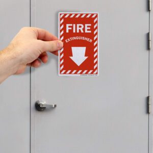 SmartSign Fire Extinguisher Label with Down Arrow | 4" x 6" 3M Engineer Grade Reflective, Pack of 3