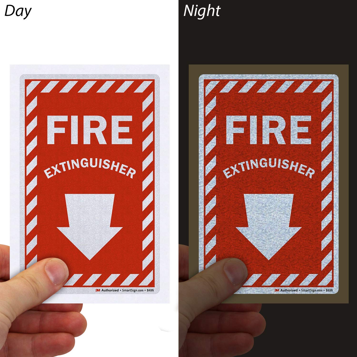 SmartSign Fire Extinguisher Label with Down Arrow | 4" x 6" 3M Engineer Grade Reflective, Pack of 3