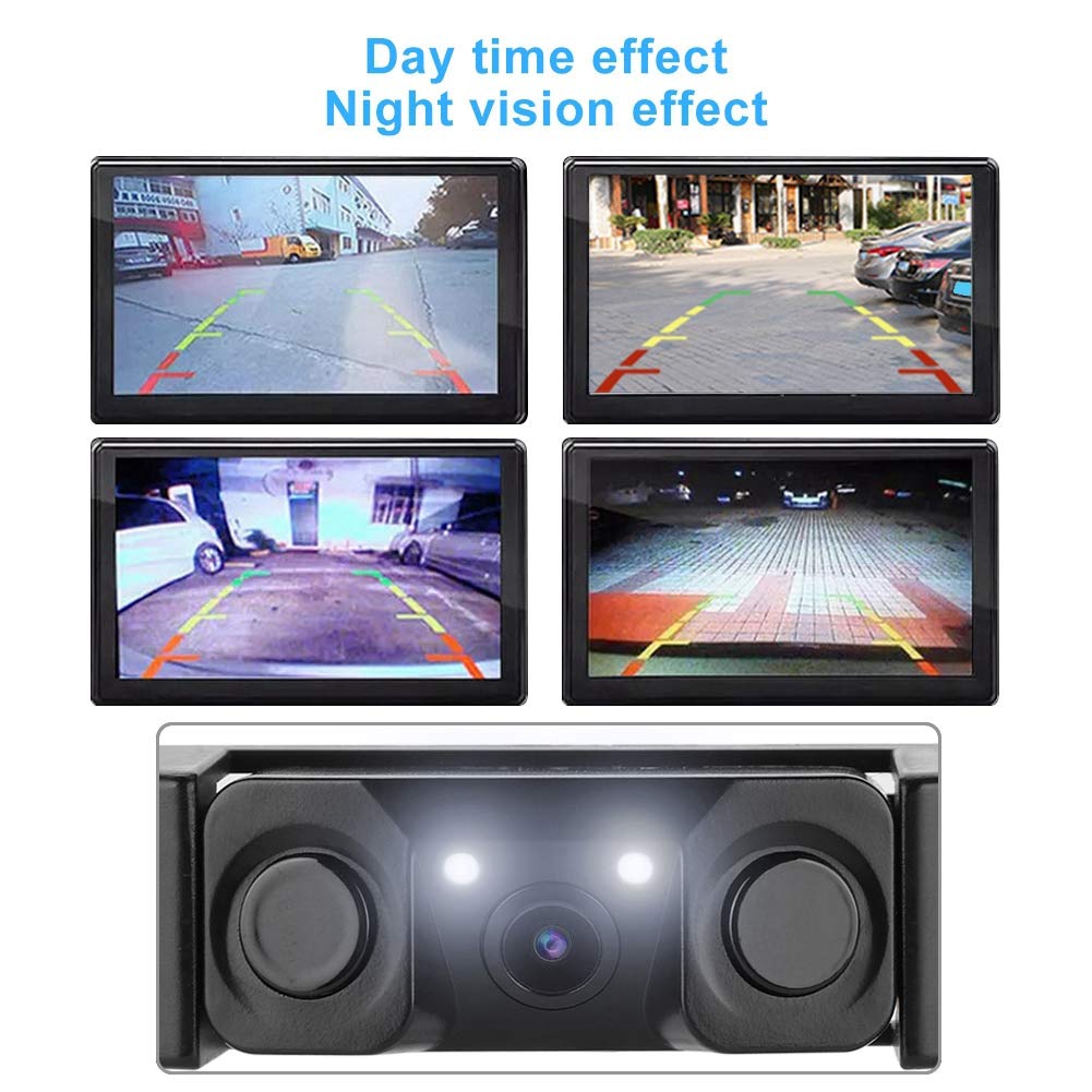 Sonew Car Backup Camera, Full Front Car Video Recorder Reverse Camera Kit with 2LED, Easy Installation, Waterproof