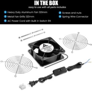 GDSTIME AXIAL Fan 12038, 110V 120V AC 120mm Fan, Ventilation Exhaust Projects Cooling Fan