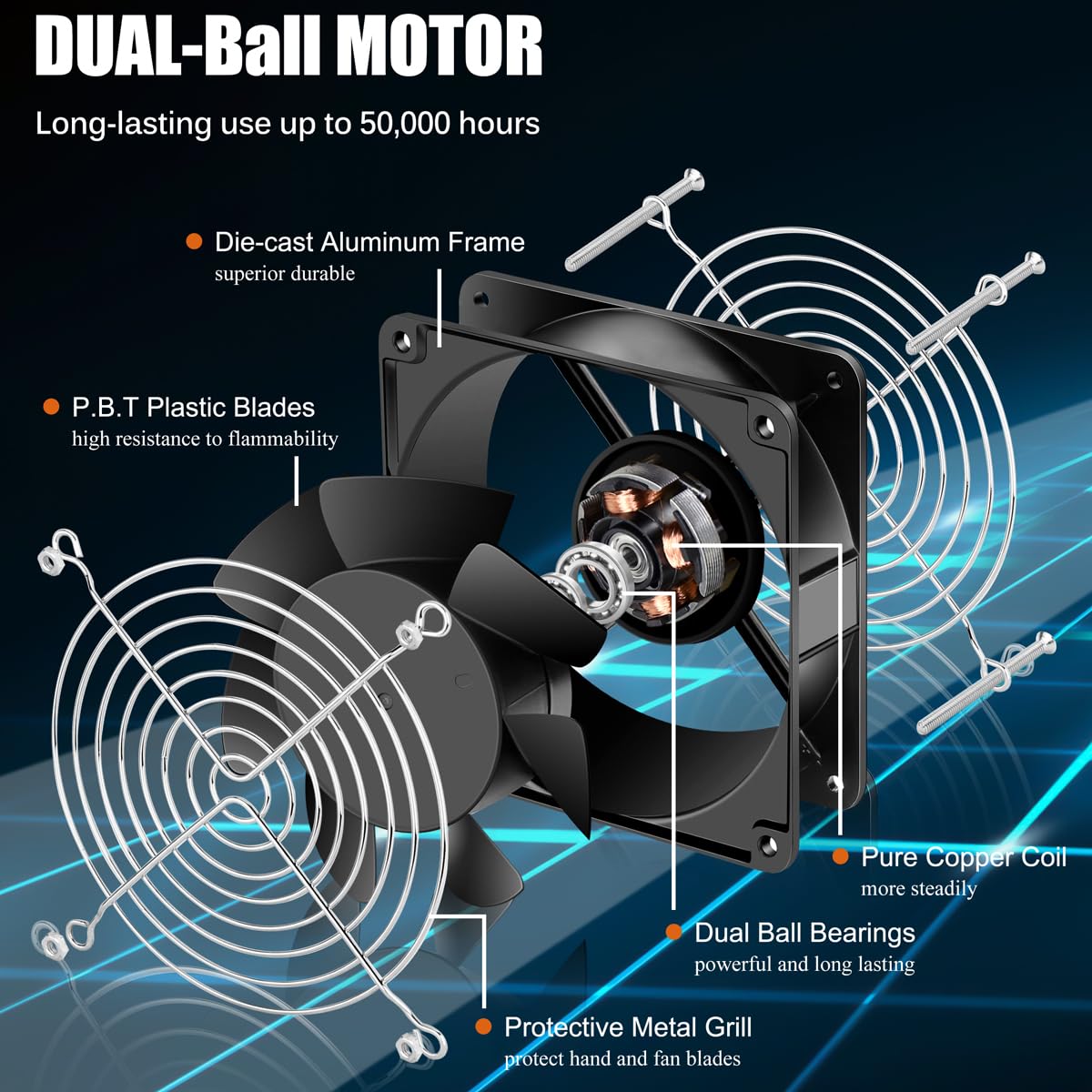 GDSTIME AXIAL Fan 12038, 110V 120V AC 120mm Fan, Ventilation Exhaust Projects Cooling Fan