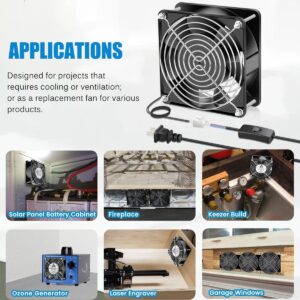 GDSTIME AXIAL Fan 12038, 110V 120V AC 120mm Fan, Ventilation Exhaust Projects Cooling Fan