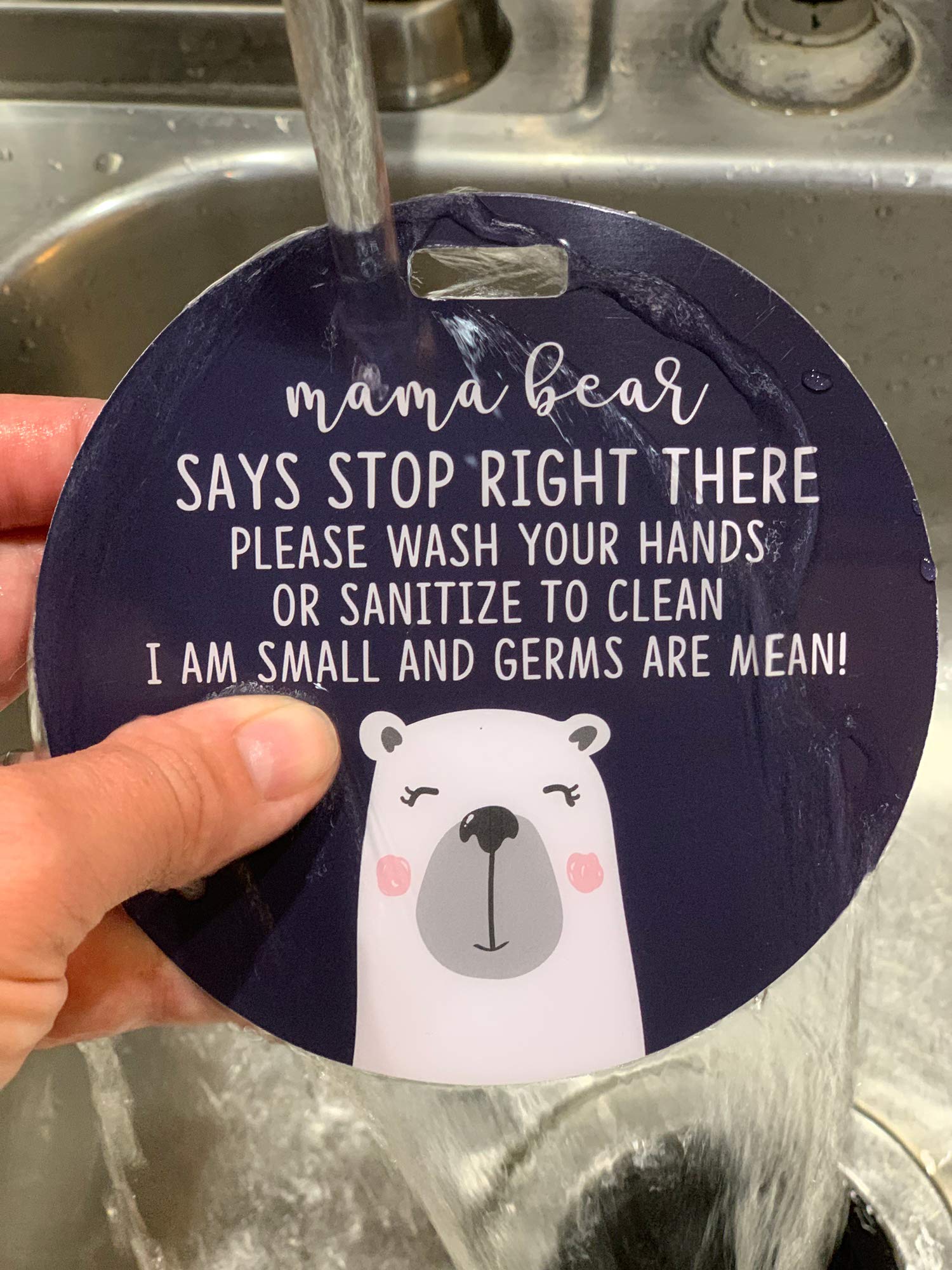 THREE LITTLE TOTS – Mama Bear Sanitize and No Touching Baby Car Seat Sign or Stroller Tag - CPSIA Safety Tested