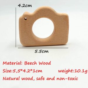 Lovely Cartoon Wood Camera Teether Toys Pure Natural Animal Teething Shape Beech Wooden Handmade Pattern Accessory DIY Jewelry Making Necklace Pendant (10pcs)