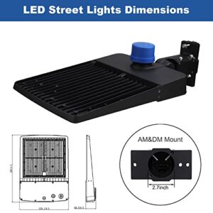 300W LED Parking Lot Light with Dusk to Dawn Photocell, 42000Lm 5700K Led Shoebox Pole Light Outdoor Commercial Street Area Lighting, 0-10V Dim - Direct Arm & Slip Fitter in One Mount (UL-Listed)