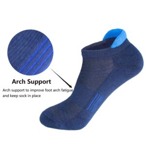 J.WMEET Men's Low Cut Ankle Athletic Socks Cushioned Breathable Running Performance Sport Tab cotton Socks