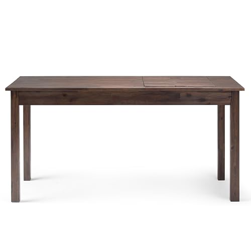 SIMPLIHOME Monroe SOLID WOOD Rustic 60 inch Home Office Desk, Writing Table, Workstation, Study Table Furniture in Distressed Charcoal Brown