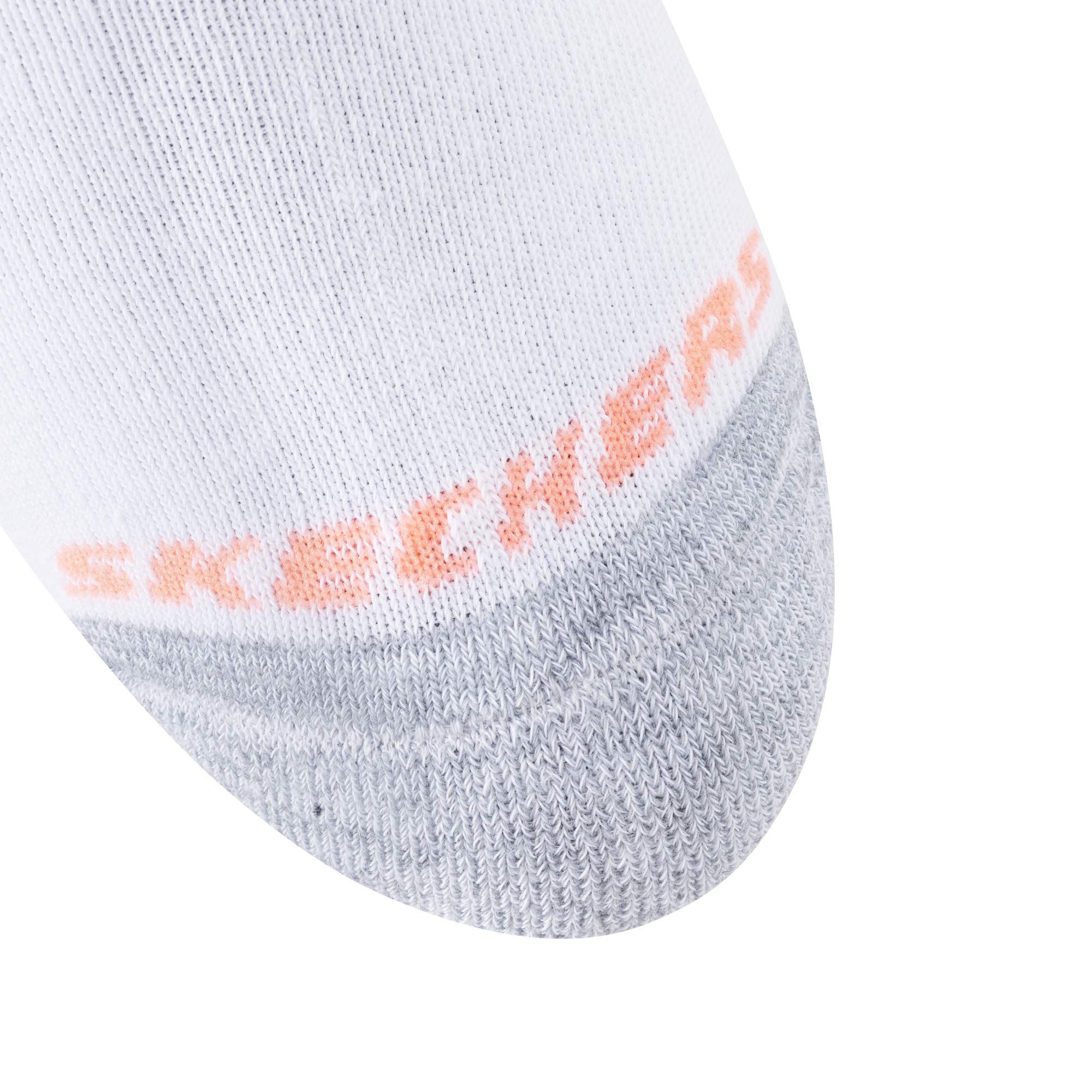 Skechers womens 10 Pack No Show Running Socks, White/Orange, 9 11 US