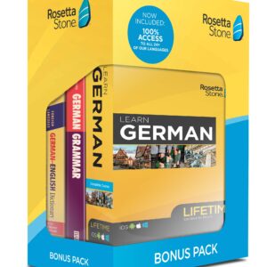 Rosetta Stone Learn German Bonus Pack Bundle| Lifetime Online Access + Grammar Guide + Dictionary Book Set| PC/Mac Keycard