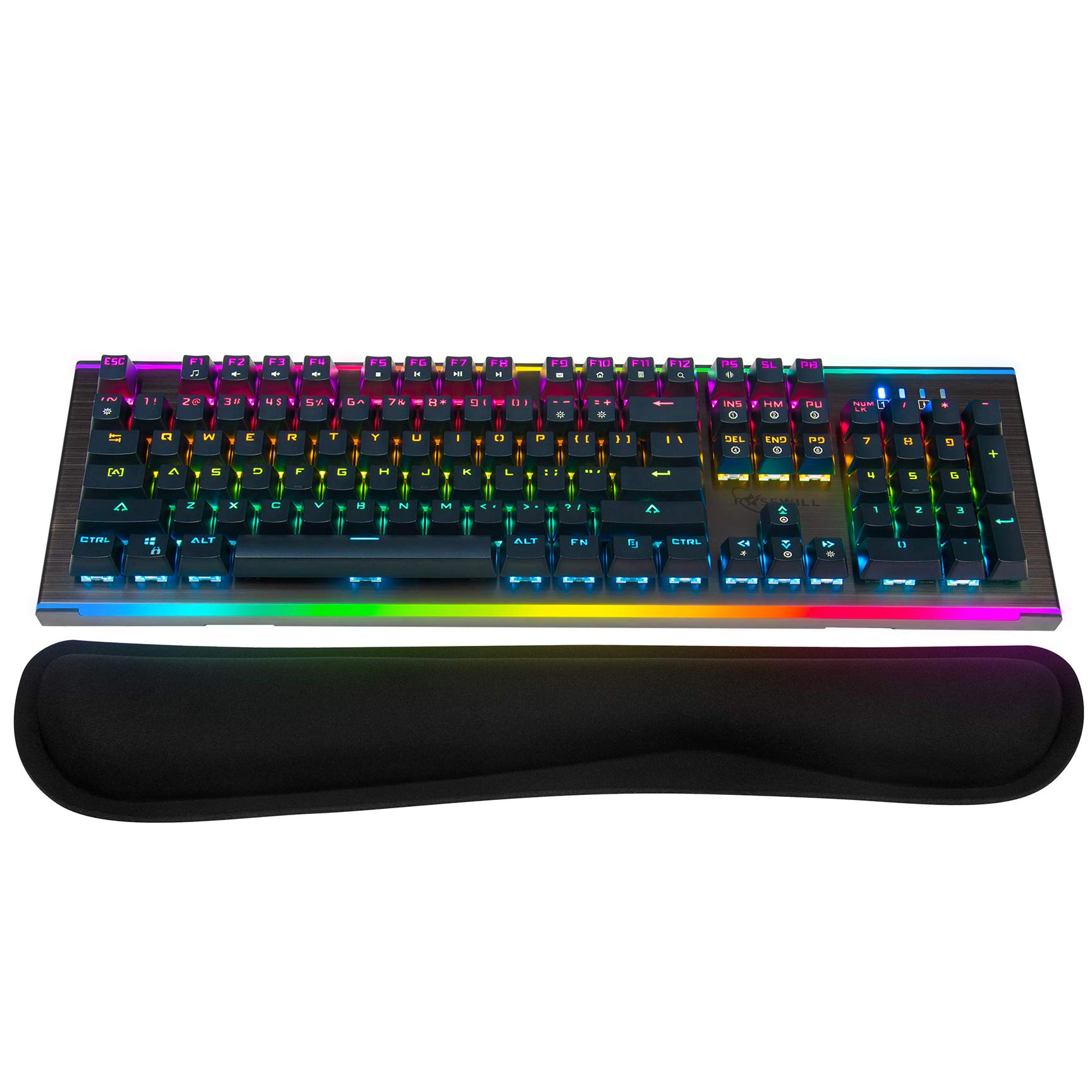 Rosewill NEON K75 V2 Mechanical Gaming Keyboard, 19 RGB Backlit Modes 104 Keys Aluminum Base Blue Switches for Win/Mac/Linux/Unix