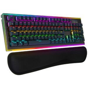 Rosewill NEON K75 V2 Mechanical Gaming Keyboard, 19 RGB Backlit Modes 104 Keys Aluminum Base Blue Switches for Win/Mac/Linux/Unix