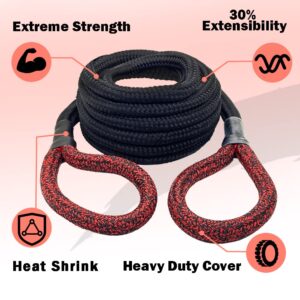 X MONSTER Kinetic Recovery Tow Rope Snatch Rope Strap3/4 x 20' (MBS 22,000 lbs) and 2 Soft Shackles (35,000bs), Free Durable Handbag Offroad Recovery Kits