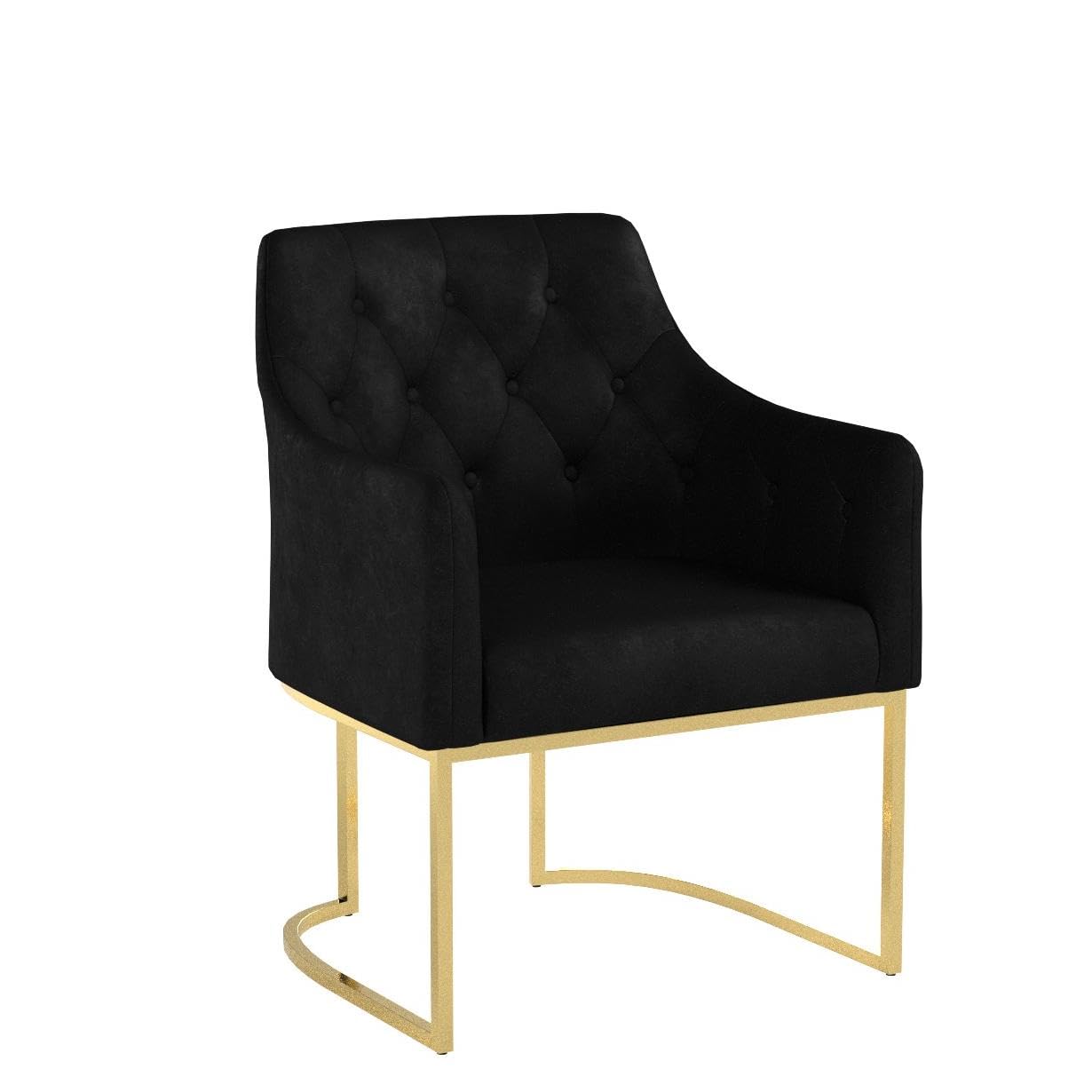 Christopher Knight Home Fern Modern Tufted Glam Accent Chair with Velvet Cushions and U-Shaped Base, Black and Gold Finish