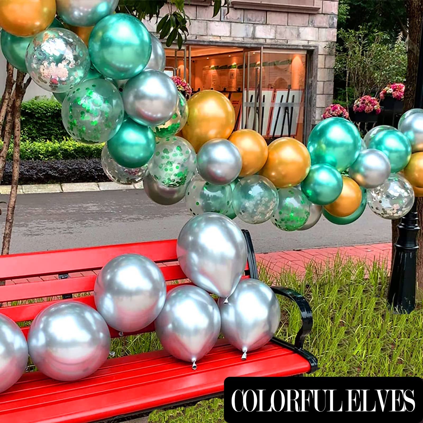 COLORFUL ELVES 12 Inch 100 Pcs Latex Metallic Chrome Balloons Helium Shiny Thicken Balloons Party Decoration (Silver)