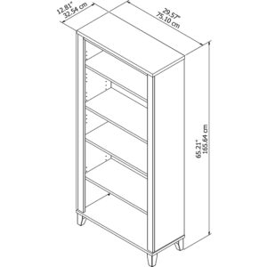 Bush Furniture Somerset Tall 5 Shelf Bookcase in Ash Gray