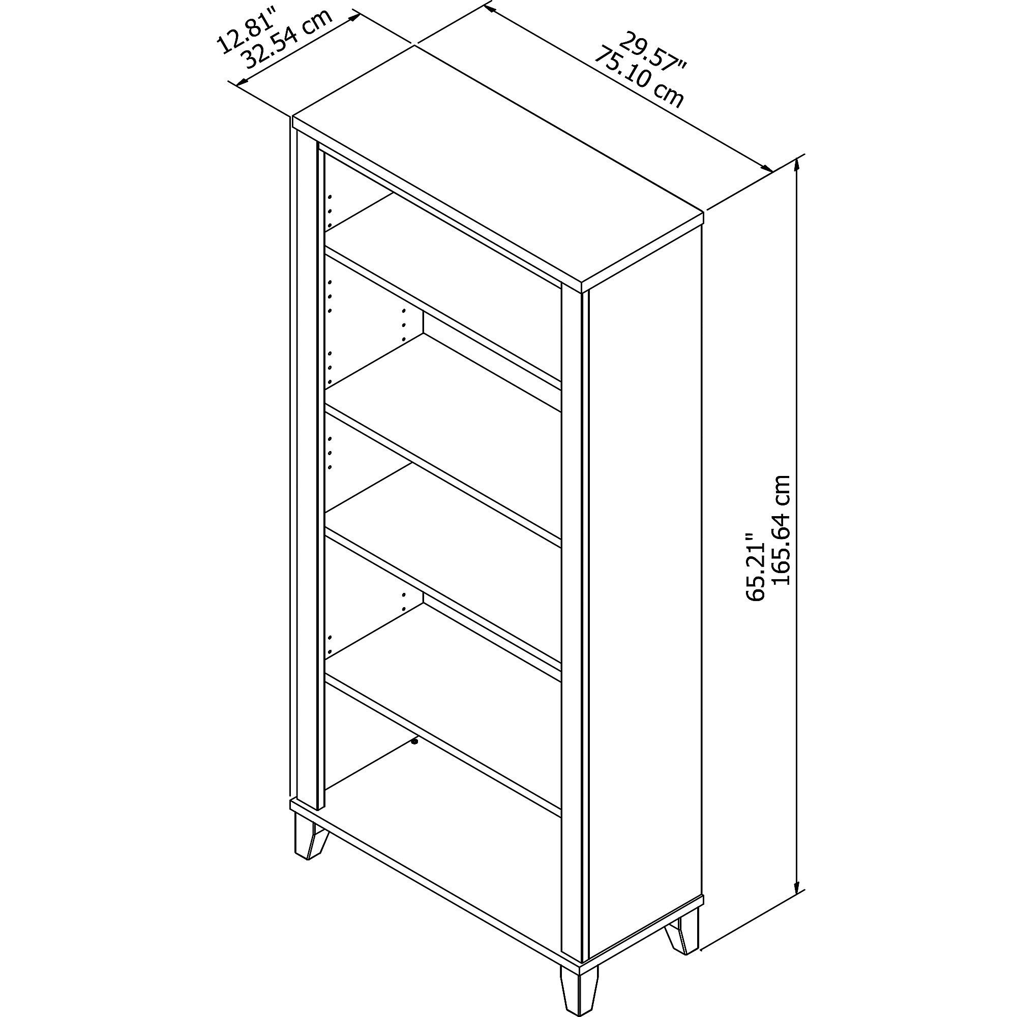 Bush Furniture Somerset Tall 5 Shelf Bookcase in Ash Gray