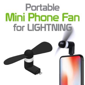 Cellet Mini Cooling Fan Powered by Apple Phone Lighting Charging Port Compatible to iPhones 14 Pro Max Plus 13 12 11 XS XR X 8 7 6 5 iPod mini SE