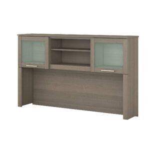 Bush Furniture Somerset 60W Desk Hutch in Ash Gray, Attachment with Shelves and Cabinets for Home Office