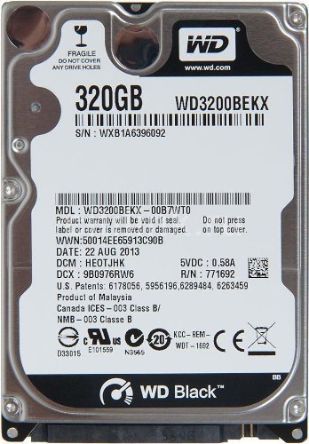 Western Digital WD Scorpio 320GB 16MB 7200rpm Black, WD3200BEKX (Black) (Renewed)