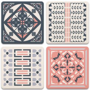 coasterstone frank lloyd wright-home and studio absorbent set of four drink coasters, 4.25