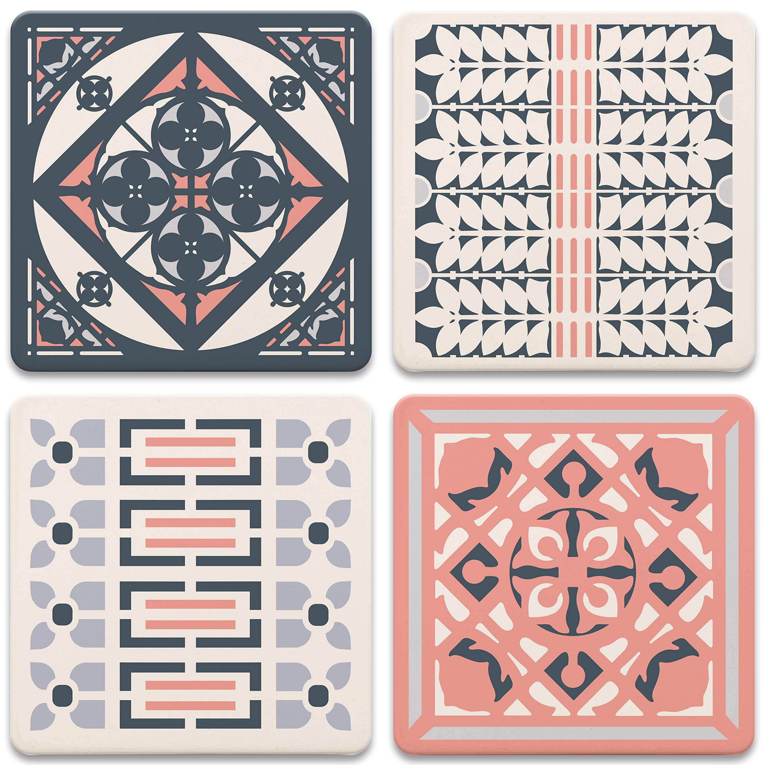 CoasterStone Frank Lloyd Wright-Home And Studio Absorbent Set of Four Drink Coasters, 4.25