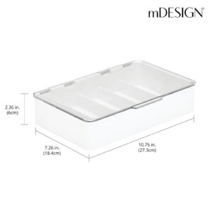 mDesign Plastic Stackable Eyeglass Case Storage Organizer with Hinged Lid for Unisex Sunglasses, Reading Glasses, Fashion Eye Wear, Protective Glasses, 5 Sections, Ligne Collection - White