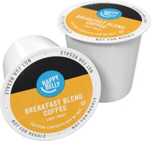 amazon brand - happy belly light roast coffee pods, breakfast blend, compatible with keurig 2.0 k-cup brewers, 24 count