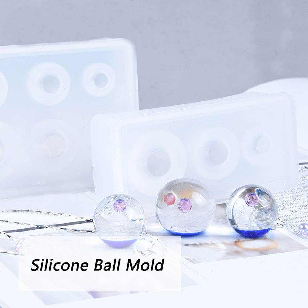 Silicone Ball Mold, DyAi 3pcs Resin Epoxy Mold, Universe Spheroid Moulds, Orbs Pendant Casting Molds for UV Resin Crafts, DIY Jewelry Making