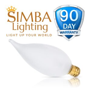Simba Lighting Candelabra Flame Tip Frosted CA10 25W E12 Base (12 Pack) Decorative Incandescent Light Bulbs 120V for Chandeliers, Ceiling Fan Lights, Pendants, Wall Sconces, Dimmable, Warm White 2700K