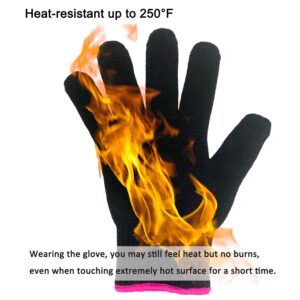 2 Professional Heat Resistant Gloves for Hair Styling Heat Blocking for Curling, Flat Iron and Curling Wand Suitable for Left and Right Hands