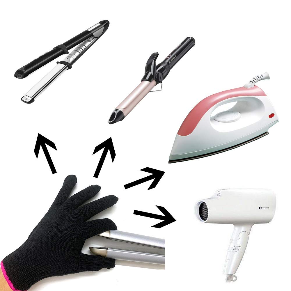 2 Professional Heat Resistant Gloves for Hair Styling Heat Blocking for Curling, Flat Iron and Curling Wand Suitable for Left and Right Hands