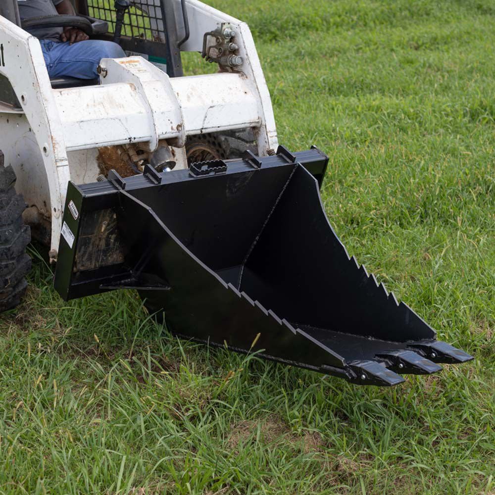 Titan Attachments Extreme Duty Stump Bucket Tree Spade Scoop Digger, Universal Skid Steer Quick Tach, HD Serrated Leading Edge, Ideal for Ripping Roots & Removing Tree Stumps