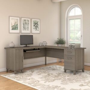 Bush Furniture Somerset 72W L Shaped Desk with Storage in Ash Gray